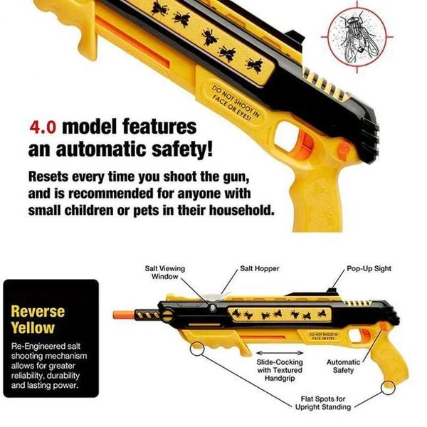 Gun Toys Gun Toys Nuevo 4.0 Objetivo láser mejorado Pistola de sal voladora y dispositivo de control de mosquitos Juguete de simulación para adultos Fly Killer 2023 Máquina de tiro de plástico 2400308