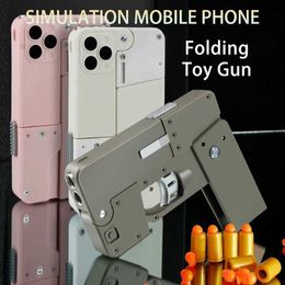 Gun Toys Pistolet jouets en plein air adulte cadeau interactif pour enfants pliable balle automatique Pop Up créatif balle molle jouet téléphone portable Style pistolet 2400308