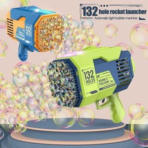 Gun Toys Hole Gatling Bubble Machine for Children Automatic Bazooka Bubble Gun Wit Color Light Electric Soap Bubble Maker Toy For Kids T240428