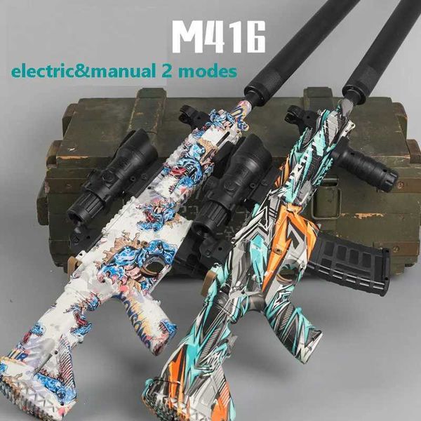 Pistolet Jouets Pistolets Hydrogel Électrique Manuel 2 Modes M416 Fusil Sniper Tir Automatique Pistolet À Boule D'eau Armes De Paintball pour Enfants AdultesL2403