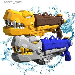 Jouets pistolet Jouet de pulvérisation d'eau de dinosaure de grande capacité Tyrannosaurus Rex pistolet à eau extractible jouet de combat d'eau en plein air de plage d'été avec longue portée L240311