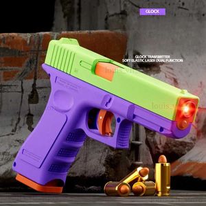 Gun Toys Versión láser Modo dual Eyección automática de cáscara G17 Pistola Pistola de rábano Pistola de juguete de bala suave CS Armas de tiro para niños T240309