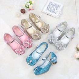 Chaussures de princesse à talons hauts pour filles, nouvelles chaussures simples pour enfants, chaussures de Performance pour enfants, chaussures en cristal pour filles, saison printemps et automne 2023