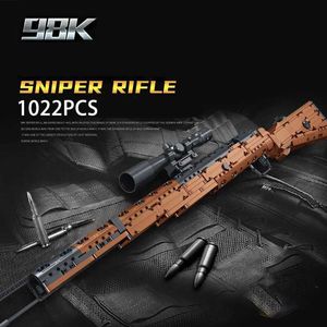 Gun Toys M Sniper Rifle Barrett Bouwsteen Militaire serie Modulaire set met schietbaar Bullet Gun Toy Childrens Gift YQ24041322QC
