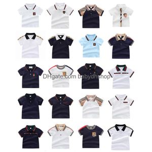 Baby Jongens Meisjes Plaid T-shirts Zomer Kinderen Korte Mouw T-shirt Turn-Down Kraag Kinderen Katoenen Shirt Kind Tops Tees 2-7 jaar