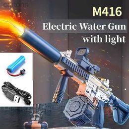 Toys Gun M416 Electric Water Gun Toys Pistol Shooting Lighting Automatic Summer Enfants Summer Beach Outdoor Fight Fantasy Toys for Kids 240408