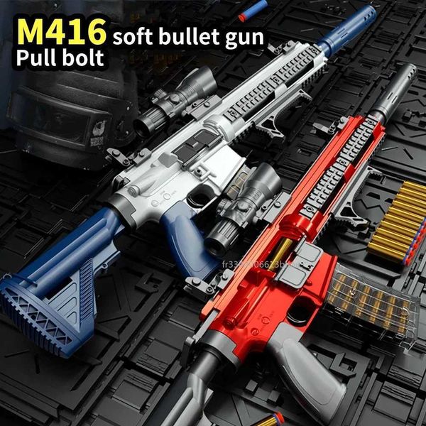 Pistolet toys m416 coquille éjection pistolet pistolet pistolet eva sniper fusil manuel charge manuel manger poulet boys jouet pistolet cs jeu de combat cadeau 240417