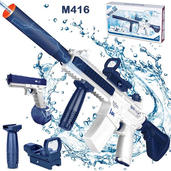 Pistola Juguetes M416 Pistola de agua Eléctrica Automática Airsoft Pistola Pistolas de agua Glock Piscina Juego de fiesta en la playa Juguete de agua al aire libre para niños Regalo 230818