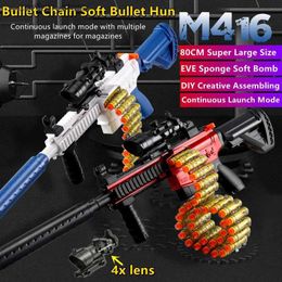 Pistolet Jouets Tirage manuel des boulons et tir continu M416 Pistolet à balles souples 80CM Accessoire Composant de bricolage Gamme 10M Pistolet sous-marin Modèle Garçon Cadeau 240327