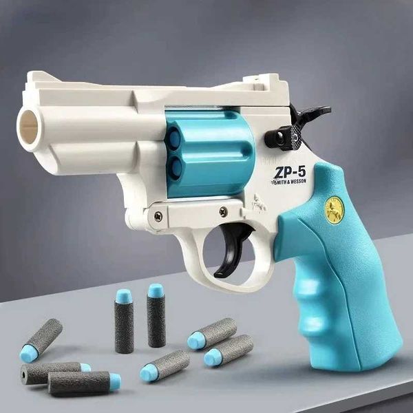 Manuel de pistolets ZP5 Revolver Pistol Dart Dart Bullet Lancet Toy Gun Game Game Shooter Pistole pour garçons Guillage Birthday Gift T240428