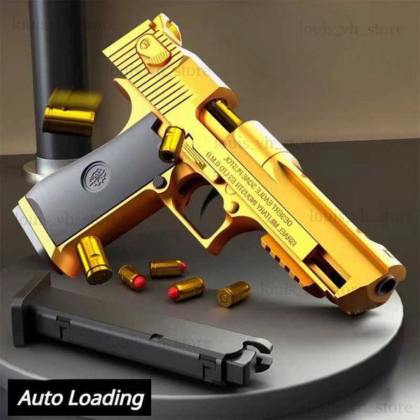 Pistola de juguete mecánica automática Desert Eagle Toy Gun Shell Eyección Airsoft Pistola Soft Bullet Arma de fuego continuo para niños Disparos T240309