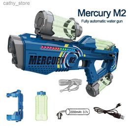 Toyadores de pistola Mercurio M2 Gun de agua completamente automática Agua continua Iluminación de alta capacidad y efectos de sonido Agua al aire libre Toy para Kidl2404