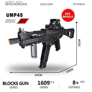 Gun Toys Bloc de construction militaire pistolet UMP45 modèle bloc de construction seconde guerre mondiale bloc de construction pistolet de poche tir armée armes jouets pour enfants 240327