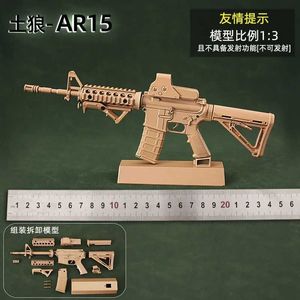 Pistolets Miniature AR15 AK47 Rifle Sniper Model Alloy 1 3 Scale Toy Toy Assemble Disassemble Build Kit Collection Touet Cadeaux de Noël T240428