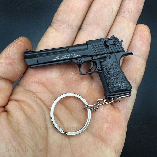 Gun Toys Nouvel alliage 1/4 Desert Eagle pistolet porte-clés lien faux pistolet composant détachable jouet pistolet sac à bandoulière accessoires cadeau de Noël T240309