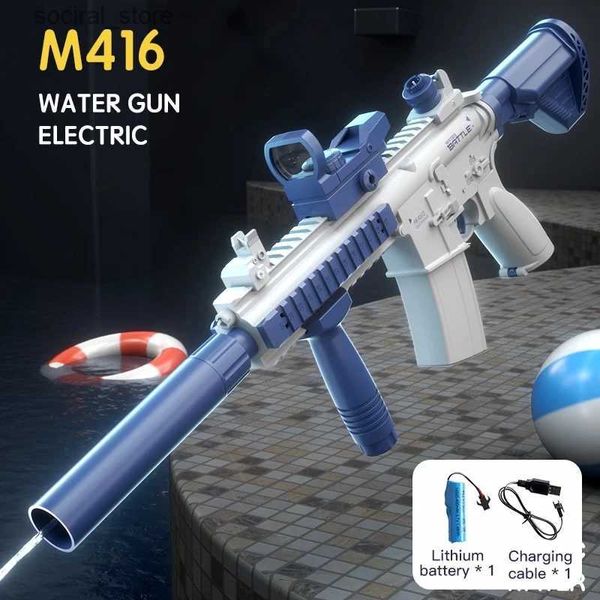 Gun Toys Nouveau M416 pistolet à eau électrique Glock pistolet jouet de tir jouets d'été entièrement automatique été plage jouet enfants garçons et fille cadeau L240311