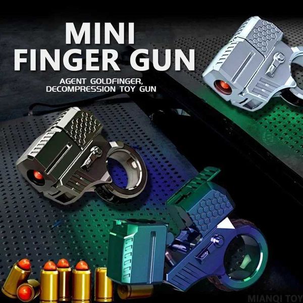 Gun Toys Nuevo Mini Shell para lanzar balas Pistola de descompresión Juguete Metal Dedo Pistola Giroscopio en los dedos Puede ejecutar Regalo para niño 240307