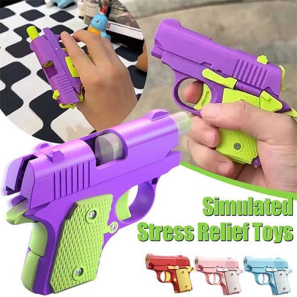 Gun Toys Nouveau modèle avec impression par gravité 3D avec mini-pistolet jouet simple saut sans tir avec couteau jouet radis pour enfants jouet anti-stress cadeau pour Noël 240307