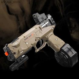 Toys de pistolet Nouveaux produits 7,4 V Gun jouet à balle de rat de feu à haut débit à haute vitesse avec bouchon orange et double magazine pour extérieur interactif parenl2404