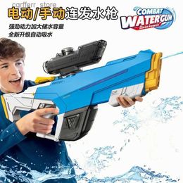 Gun Toys Nouveau pistolet à eau électrique jouet de tir continu complet été plage piscine jouet d'eau pistolet entièrement automatique jouet absorbant l'eau pour enfants 240327