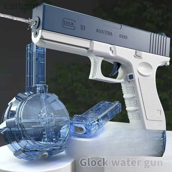 Toys de pistolet New Water Gun Gun Electric Pistol Tiring Full Automatic Summer Water Beach Cartoon Toy Kids Boys Garçons Adulte 240408