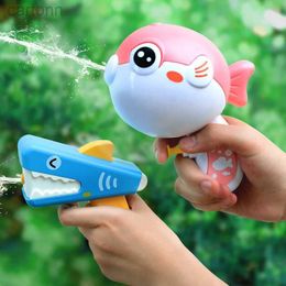 Gun Toys Odilo Creative Funny Shark Dolphin Pools Toy Cute Animal Series Mini Water Guns For Kids Kawaii Outdoor Water Fun Toys 240408