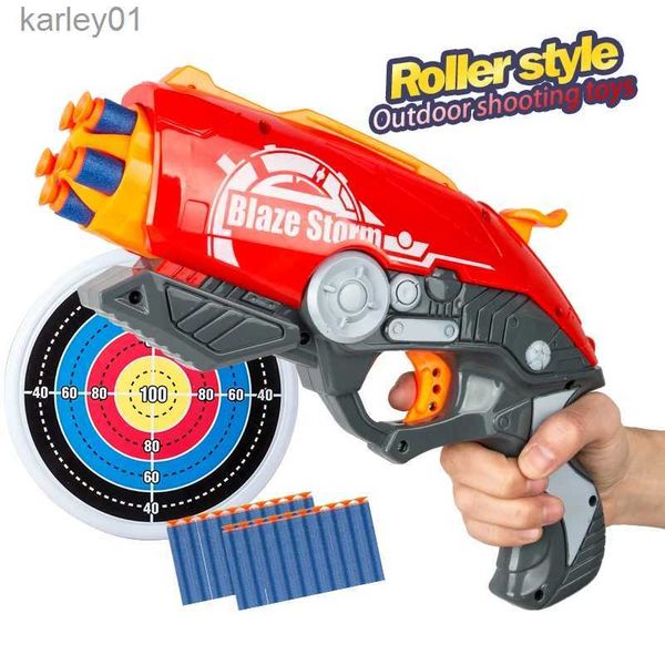 Pistolet Jouets Rouge Manuel Pistolet À Balles Molles 5 Tir Revolver Longue Portée Jouet Pistolet Pistolet Dart Blaster Enfants Meilleur Cadeau Roue pistolet à balle molle yq240314