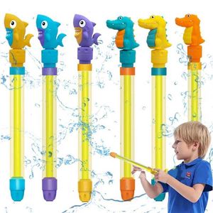 Pistoolspeelgoed Sand Speel water leuke kinderen trekken waterkanon speelgoed schattige cartoon dinosaurussen rechte tube waterkanon buiten strandwatergevechten propsl2405