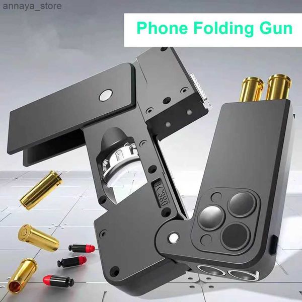 Pistolet coquille d'éjection de jouets noirs pour adultes garçons pliage pistolet iPhone qui ont l'air réel pliage de téléphone mobile dropshippingl2404