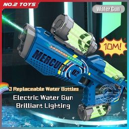 Pistolet Jouets Été Eau Électrique Entièrement Automatique avec Lumière Rechargeable Tir Continu Jeu De Fête Enfants Espace Éclaboussures Jouet Garçon Cadeau 230731