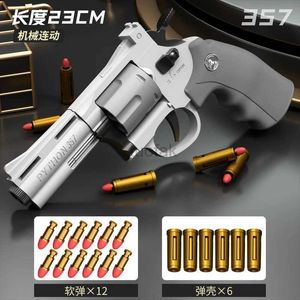 Gun Toys Toy Guns Revolver Non Lethal Pistol Revolver Launcher Burst Gun Soft Bullet Outdoor CS 240417