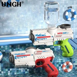 Gun Toys Ungh Summer Electric Automatic Water Gun Hoge druk Buiten Strand Grote capaciteit Zwembad speelgoed voor kinderen Boy Gift 240416