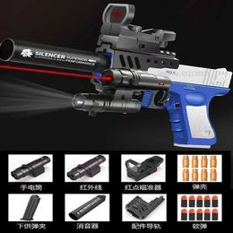 Les jouets de pistolet améliorent les jouets G17 coquille d'armes à feu pistolet à balles Soft Darts Pistolet extérieur CS Shooter avec des garçons infrarouges Cadeau d'anniversaire T240428