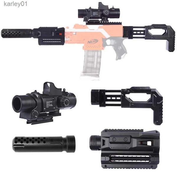 Kit de modificaciones de actualización de Gun Toys para Nerf con alcance de orientación 6X con soporte de clip para cargador de riel de 7 cm Adaptador de tubo silenciador Deco yq240314