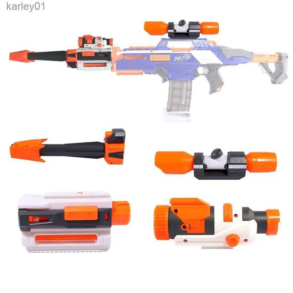 Gun Toys Upgrade Mods Kit para Nerf con linterna táctica Decoración del tubo frontal Mira telescópica Dispositivo Guía Rail Cuerpo principal para pistolas de juguete yq240314