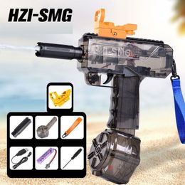 Gun Toys Uzi Full Automatic Water With Drum Summer Battle Fight Boy High Pressure Strong Spray Toy para niños Pool Beach Playing 230711
