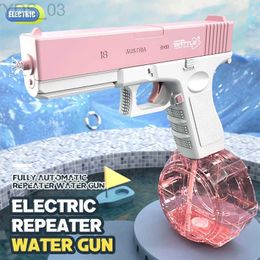 Pistolet Jouets Pistolet à eau pistolet électrique tir enfants jouet grande capacité entièrement automatique haute pression été plage éclaboussures jouet adultes cadeaux YQ240307