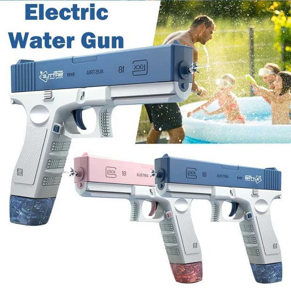 Pistola de juguete Pistola de agua Lanza de espuma para nieve Pistola de agua eléctrica para juegos desbloquea pistolas de juguete para niños de alta presión con alta energía de carga de agua 2400308