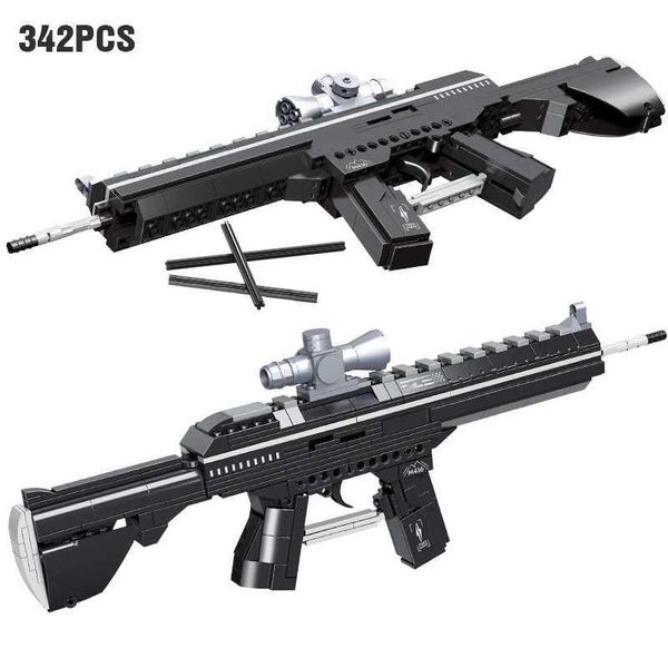 Toyadores de pistola SCAR GUERRA MUNDIAL M416 Desert Eagle Pistola Vector Submarina Modelo de armas Bloque de construcción Ejército MK14 Sniper Rifle Building Block Juguete YQ240413KFYT