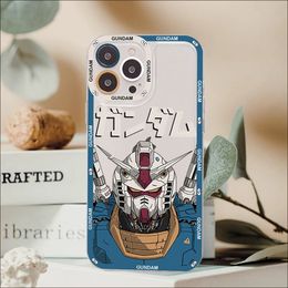 Étui de téléphone Gundam Robot pour iPhone 11 12 13 14 Mini Pro Max XR XS TPU Clear Case pour 8 7 6 Plus SE 2020