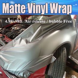 Emballage de vinyle mat gris métallisé anthracite avec bulle d'air film mat métallisé gris foncé emballage de véhicule taille 1 52x30m rouleau 5x205R