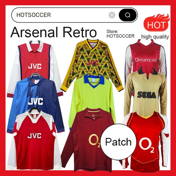 GUNNER Manches longues VINTAGE Hommes RETRO Soccer Jerseys V. PERSIE VIEIRA MERSON ADAMS HENRY BERGKAMP HOMMES DESIGN CLASSIQUE 00 04 02 05 11 12 88 90 95 96 98 99 1978 2000 2011