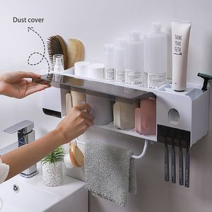 Gunot Tandenborstelhouder Case Automatische Tandpasta Dispenser Squeezer Badkamer Opbergdoos Badkamer Accessoires Sets LJ201204