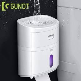 GUNOT UV Sterilisatie Toiletrolhouder Draagbare Hygiënische Papier Dispenser Badkamer Opbergdoos Thuis Badkamer Accessoires T200422910