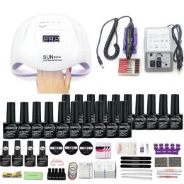 Guns 120/54W NAIL LAMP MANICURE SET NAIL KIT MET 20/10 kleuren Kies gel nagellak na nagel kunstgereedschap nageloefening hine voor manicure