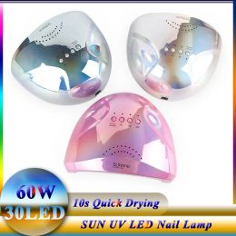 Guns 60W Lámpara LED LED Selector de uñas con 30 piezas Lámpara de uñas LED para manicura Equipo de arte de uñas para secar rápidamente todo el esmalte de gel