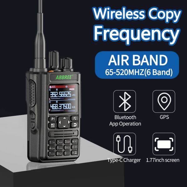 Guns Abbree AR869 Walkie Talkie 136520MHz Full Band Ham Handheld Radio GPS Bluetooth Air Band Wireless Copy Frequency Two Way Radio