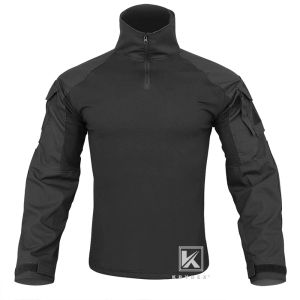 Guns Krydex CP Style Tactical BDU G3 Camisa de combate para disparar Campo de Batalla Militar Tops Uniforme de asalto con almohadillas de codo Negro