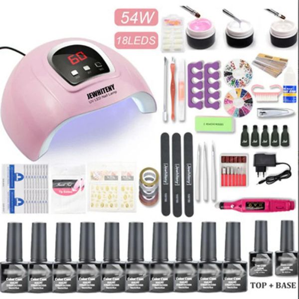 Manicura de armas para extensiones de uñas Policio de esmalte de uñas de gel Conjunto de polígeles de construcción rápida con kits de gel de lámpara de uñas LED LED