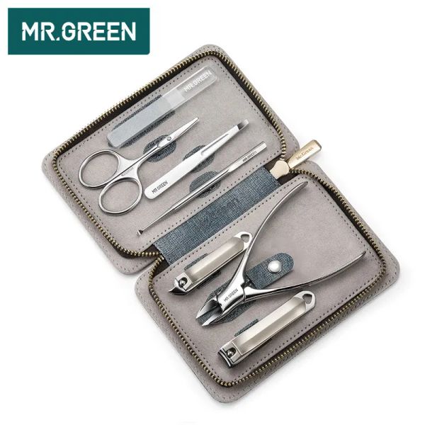 Guns Mr.Green Nail Art Tool Set 7pcs / Set en acier inoxydable Universal Home Manucure Nail Elippers Nettoyer Kit de toilettage Kit Nail Soins